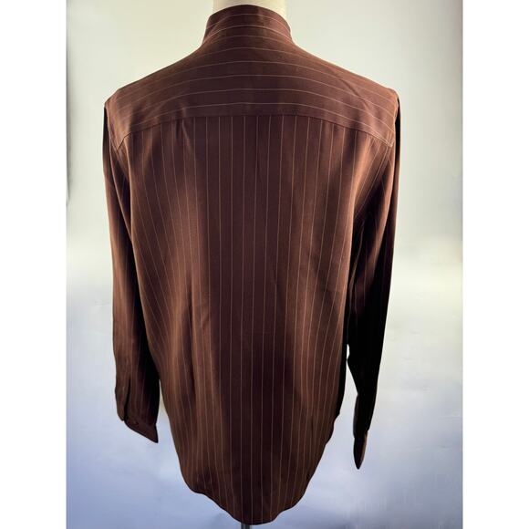 Ralph Lauren Y2K Vintage Silk Nehru collar Button Up Blouse Women's US size Med - Picture 5 of 7